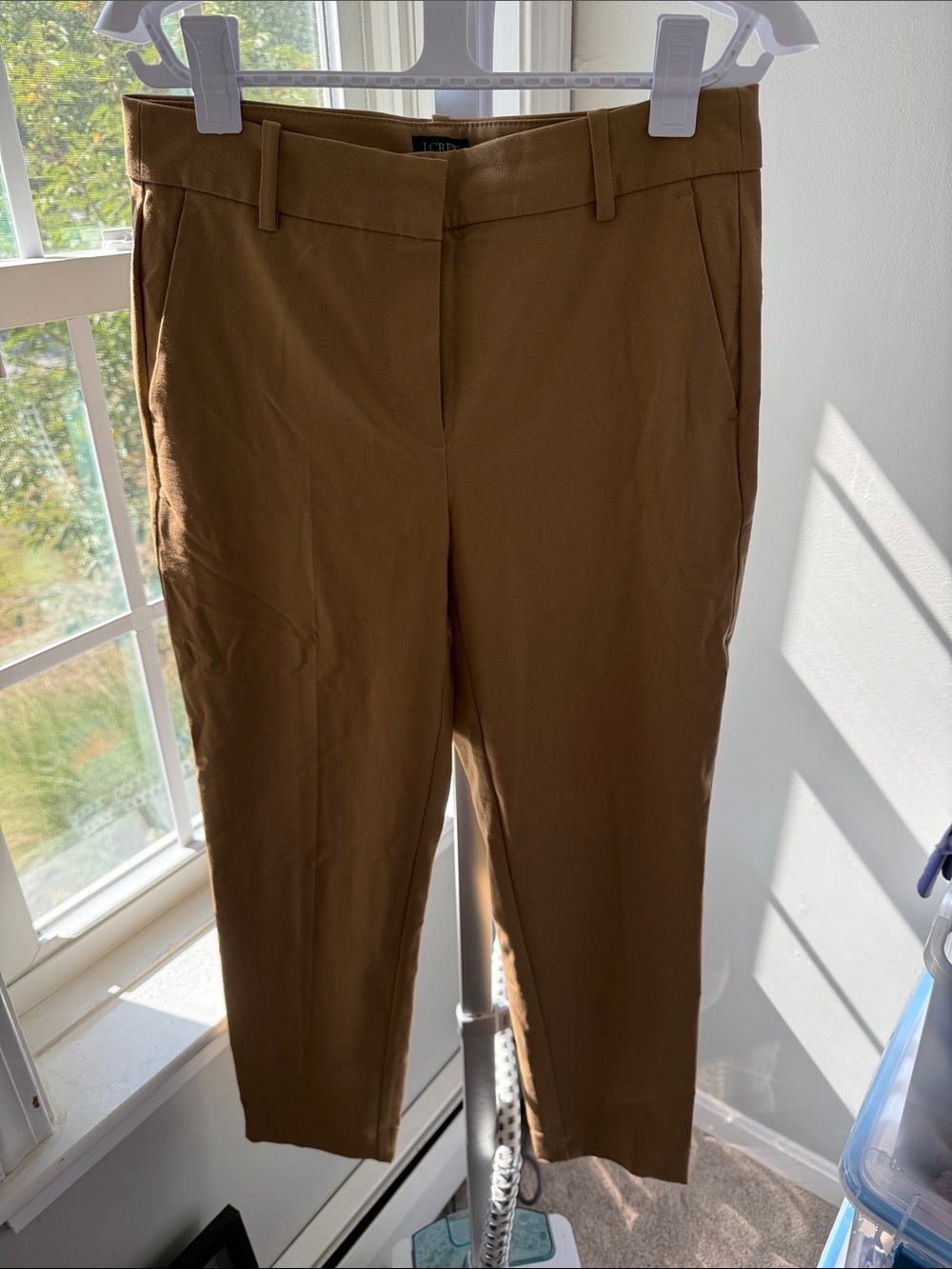 J. Crew Cropped Tailored Pants in Camel Brown